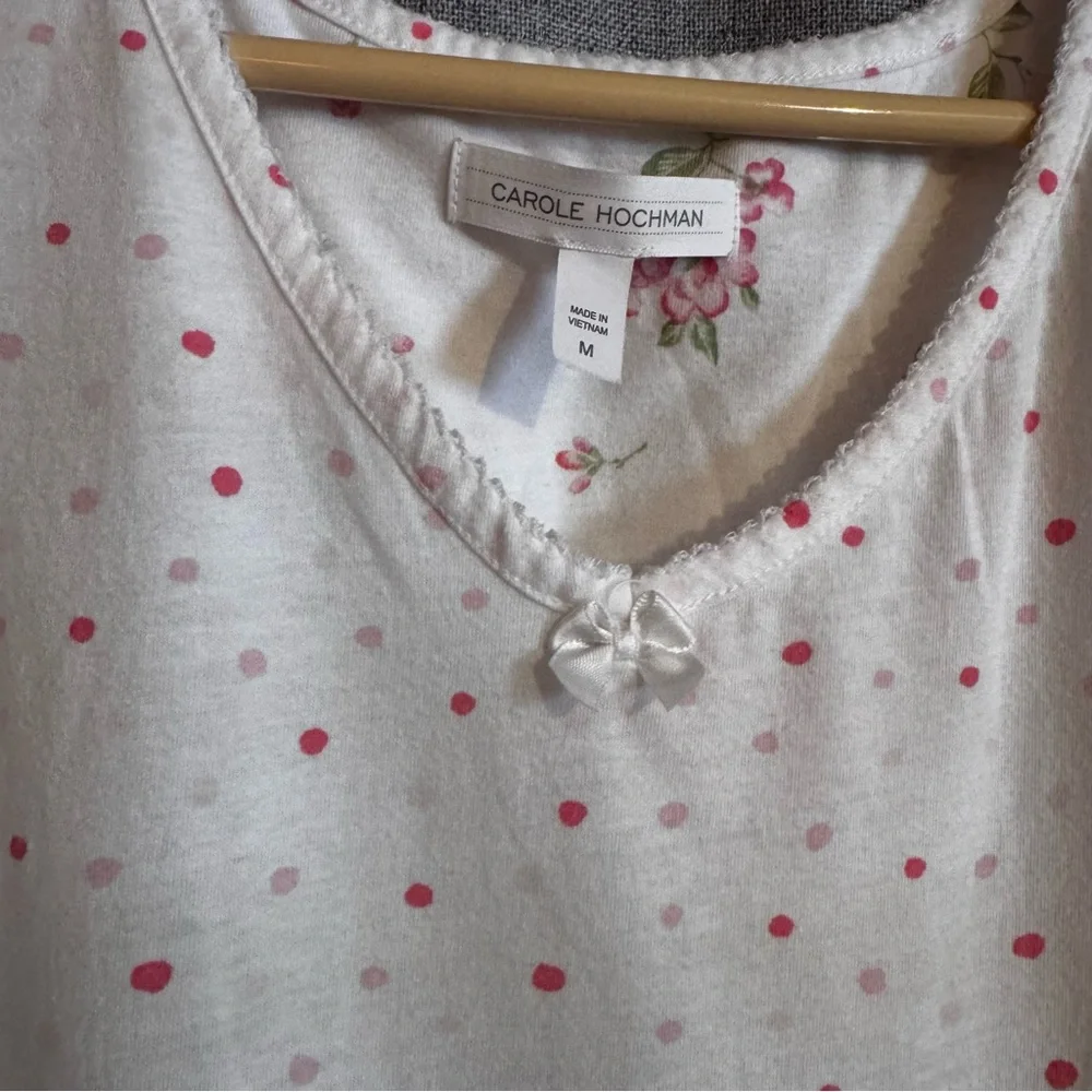 Midnight by Carole Hochman White Top with Pink Polka Dots